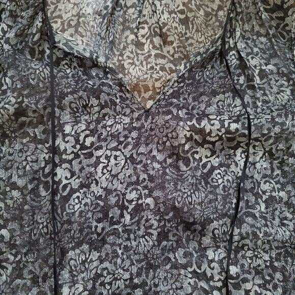 Elie Tahari Sheer Silk Peasant Tassel Blouse - Picture 6 of 8